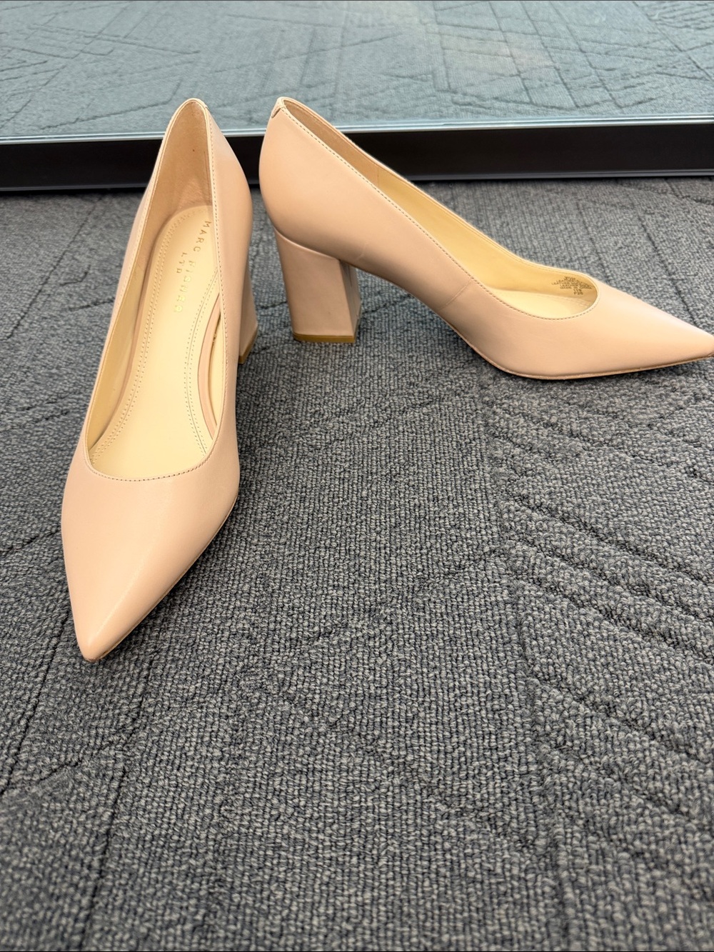 Marc Fisher Nude Blush Pointed Block Heel Pumps